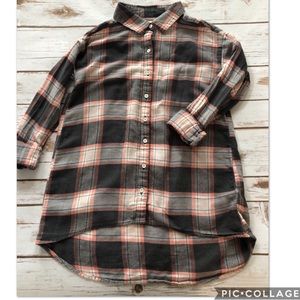 Plaid button down tunic